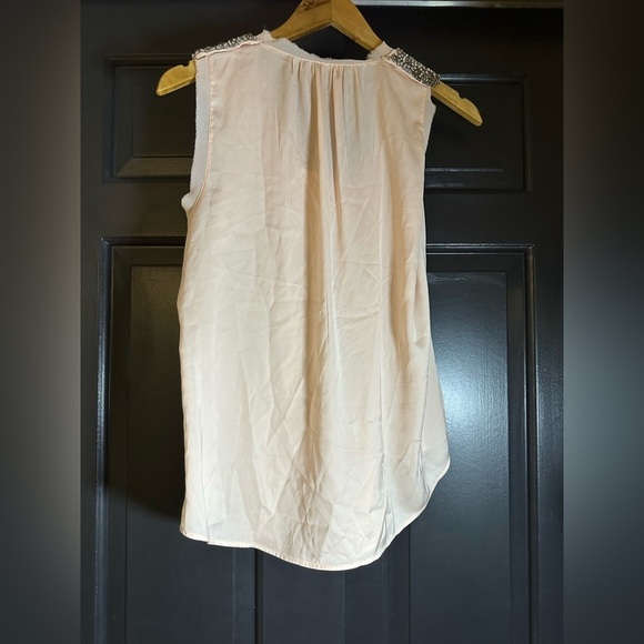 Banana Republic light pink Embellished Cream Sleeveless Top size XS (b3 - Picture 2 of 8